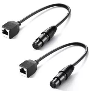 새로운 5핀 DMX XLR 여성용 RJ45 케이블 2팩 RJ45에서 어댑터 커넥터 TL60/TL90C/TL120C RGB 튜브 라이트완 및 5 Pin Female to Cable