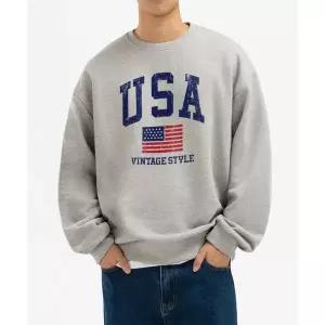 언더오프 피치스킨 에센셜 USA 기모 맨투맨 그레이 527090