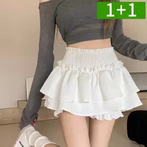 1+1 캉캉 프릴스커트 여성 여름치마 플리츠 밴딩 미니스커트