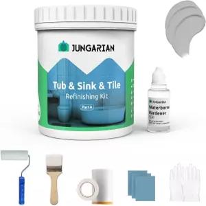 정글리안 욕조 및 타일 리파이닝 키트 75온스 도구 포함 저취 DIY 욕실 페인트 싱크대 카운터탑 샤워 주방