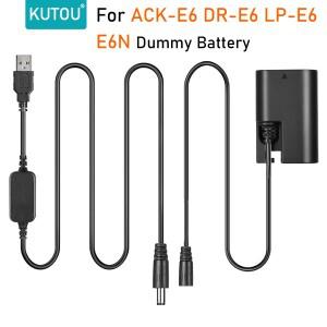 KUTOU ACK-E6 DR-E6 LP E6 더미 배터리 USB 전원 어댑터 키트 canon호환 EOS 5D Mark III 6D 7D 80D 90D R