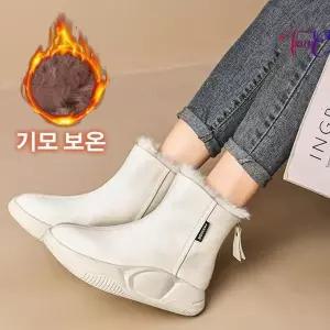 여성 가죽 기모안감 워커부츠 하이탑 통굽 앵글부츠 여성사막화가