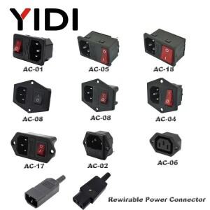 IEC320 C13 C14 입구 플러그 커넥터  AC 전원 소켓  250V 적색 램프 로커 스위치  10A 퓨즈 암 재배선