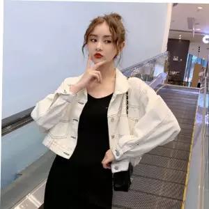 자켓 데님 정장자켓 세미 크롭 스티치