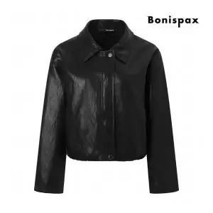 보니스팍스 정상가:119,000원 ㅣ 레더 카라 집업 밴딩 크롭 자켓 XP3JK025L0 1315590