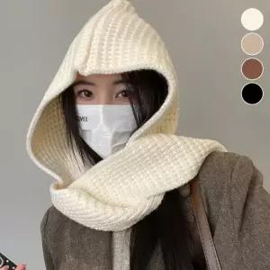 후드형 머플러 넥워머 보넷모자 니트 겨울 방한 여성 숄 목폴라 후드머플러 후드케이프