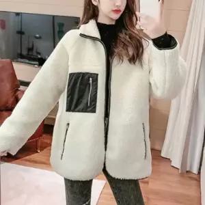 친절한탄씨 여자 직장인 겨울 출근 룩 플리스 집업 양털 자켓 여성점퍼후리스집업 양털후리스코디