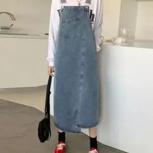 멜빵스커트 언발란스 청원피스 데님 편한 트임