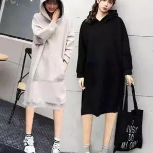 기모 후드 원피스 롱긴원피스 숙녀 겨울 원피스