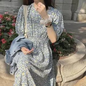 고품질 여성 러블리 스모크 청순 플라워 봄 여름 롱원피스 롱원피스 (WA17665)