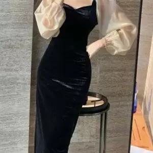 이쁘다요 럭스 원피스 벨벳 시스루 퍼프 여성