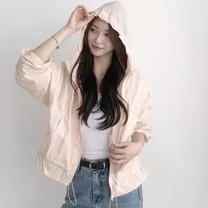 여성 밑단스트링 후드 숏 점퍼 바람막이