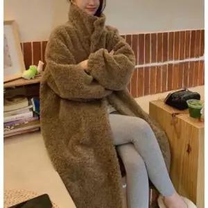 뽀글이 롱코트 테디베어 양모 양털 페이크퍼