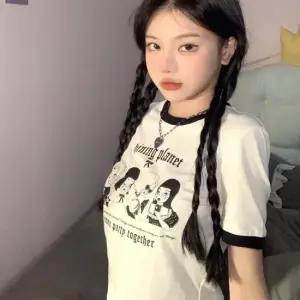소녀 프린팅 크롭티 LM0054 프린트 티숙 캐릭터 캐릭터 티숙 프린트 반팔 나시 루즈핏 여성 반팔