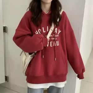 여성 레터링 오버핏 기모 후드티 캐주얼 데일리 따뜻한 겨울 후드