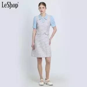 [르샵(LeShop)] 트위드 데님 배색 원피스 (택가격: 199000원)