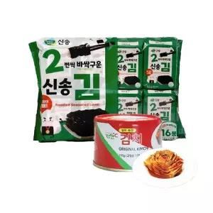 신송 두번씩 바싹 구운신송김4g 16개+엄마손 맛김치160g3개
