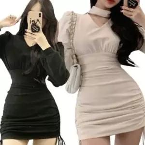 홀터넥 A라인 미니 드레스 파티 원피스