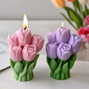 발렌타인 데이 선물 튤립 꽃다발 실리콘 몰드 DIY 꽃 아로마 캔들 수제 비누 만들기 용품