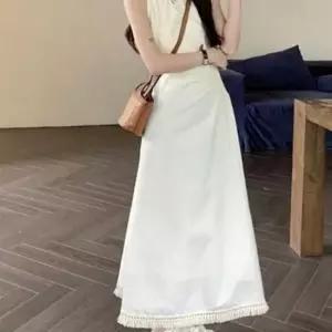 여성 홀터넥 롱원피스 허리트임 휴양지 드레스 2색