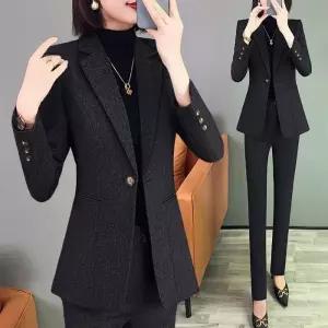 제로투올샵 [브리치] / 여성 블랙 싱글 버튼 정장 재킷 오피스룩 셋업 연한 베이지색 코트바지 590268Moony