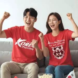 응원 티셔츠 월드컵 커플룩 가족룩 반팔 라운드넥 붉은악마 유니폼 상의