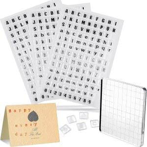 아크릴 블록 DIY 1-10 고무 스탬프 투명 a~Z 글자 장식용 스크랩북 저널링 포토 앨범 카드가 포함된 스파콘 4종 알파벳 부착 세트