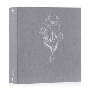 Lanpn 8.5x11 인치 스크랩북 사진 앨범, 린넨 커버 아카이브 애시드 프리 탑 로드 3 링 바인더 사진집 8.5 x 11 (플라스틱 슬리브 30개 ) 60페이지 (그레이)
