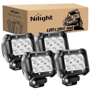 Nilight LED 포드 4PCS 18W 1260lm 플러드 라이트 바 주행 안개 오프 로드 작동 24V 12V 오토바이 밴 캠핑카 픽업 ATV UTV SUV 트럭 보트