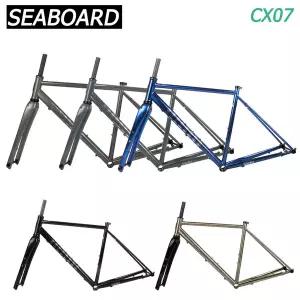 자전거프레임 SEABOARD-크롬 도금 프레임 카본 포크 로드 자전거 자갈 오프로드 디스크 브레이크 700C Cr-M