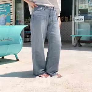 (국내제작/MADE/린넨라이크) 데이진 2기장 워싱 세미 데님 와이드 팬츠 청바지 데일리룩 ps5888