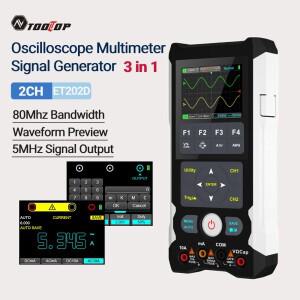 TOOLTOP ET202D 오실로스코프 3-in-1 80MHz 휴대용 디지털 오실로스코프 멀티미터 파형 신호 발생기 듀얼