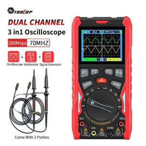 TOOLTOP ET853C 듀얼 채널 70Mhz 휴대용 디지털 오실로스코프 멀티미터 신호 발생기 3-in-1 20000 카운트
