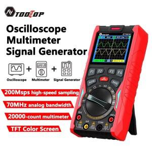 TOOLTOP 휴대용 디지털 오실로스코프 70MHz 200Msps 신호 발생기 멀티미터 3 in 1 테스터 듀얼 채널 파형