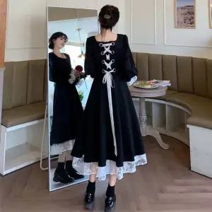 롱 원피스 여름 빅사이즈 레트로 복고풍 엔틱 여성 학생 슬리밍 가운 헵번 스타일 디자인 센세이션 봄 가을