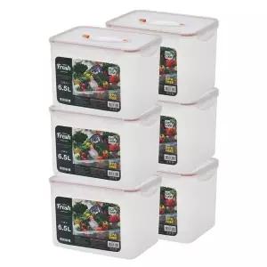 (생담) 진공 투명 다용도 에코락 밀폐용기 3+3 김치통 보관용기 6.5L