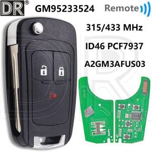 훌륭한 P/N:GM95233524 ID46 칩 315MHz FCCID:A2GM3AFUS03 플립 자동차 리모컨 키 쉐보레호환 스파크 2013