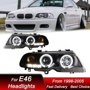BMW 3 시리즈 M3 E46 2도어 4도어 98-05 LED DRL 헤드램프 어셈블리 업그레이드 프로젝터 렌즈 액세서리 키