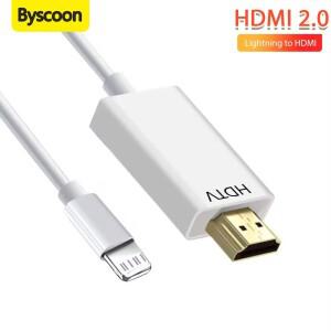 iphone 호환 디지털 AV 어댑터 용 HDMI 케이블에 Byscoon Lightning TV 프로젝터 모니터 1080P HD 비디오