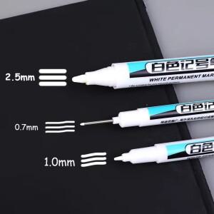 0.7/1.0/2.5mM 화이트 영구 마커 펜 페인트 목재 플라스틱 가죽 유리 석재 금속 아트 페인팅 용품