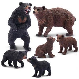eAj 장난감 6PCS 곰 인형, 현실적인 산림 동물 곰 가족 인형 장난감 세트에는 갈색 곰 흑곰과 컵스, 교육용 장난감 생일이 포함되어 있습니다