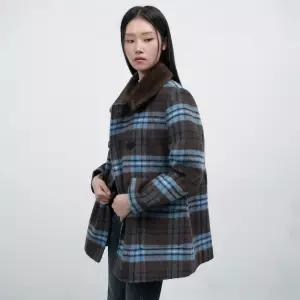 WOMAN 퍼카라 체크 하프 울 코트 [BROWN] / WBE4L10518