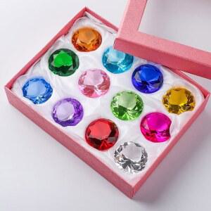 12PC 40mm (1.5인치) 크리스탈 다이아몬드 종이 무게 해적 보석 탄생석 테이블 장식 크리스마스 센터피스 파티, 아이디어 선물 선호