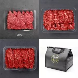 [명품한우금오](강남점)(냉장/암소) 1+등급 한우 캠핑기획세트 750g(꽃갈비살,안창살,토시살)