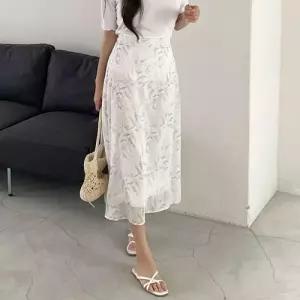 국내생산 플라워 나염 실루엣 롱 스커트 UJS-137 WFOGB7W