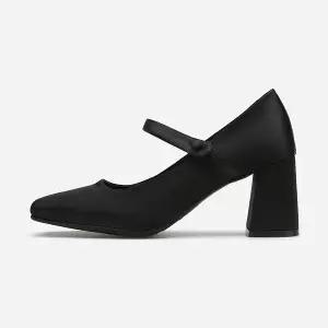 [솔트앤초콜릿] [아이브 리즈 착용]스퀘어 토 메리제인 새틴 펌프스 412331002 (7cm/3colors)