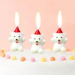 (화이트 3개입 2세트) 해피니스 만세곰 생일초/기념일초/결혼/기념일/생일/케이크/초/파티/고급초/귀여운초
