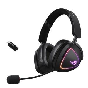 eAj 탈착식 마이크 u2013 트라이 모드(BT, 2.4GHz, 3.5mm), 50mm 티타늄 도금 드라이버, 110시간 배터리, 경량, PC, PS5, PS4, Xbox, 스위치, 모바일용 ASUS ROG 델타 II 무선 게이밍 헤드셋 - 블랙