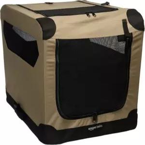 AmazonBasics 소프트 상자 반려동물 캐리어 접이식 휴대용 반려견 및 고양이용 사이즈 S 26인치 x 18인치 Tan tan S (66L×46W×46H cm)