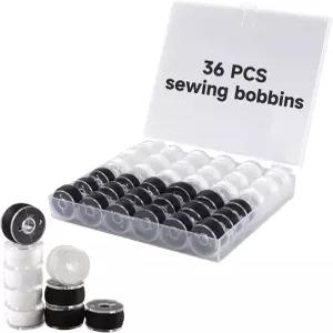 18화이트 18블랙 보빈 실 케이스 총 36개의 PCS 재봉틀 자수 및 적합한 크기 A 프리와인드 브라더 싱어
